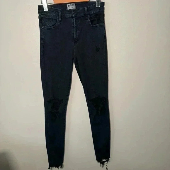 AGOLDE Sophie High-Rise Distressed Skinny Jean – Black 27 - Picture 4 of 8